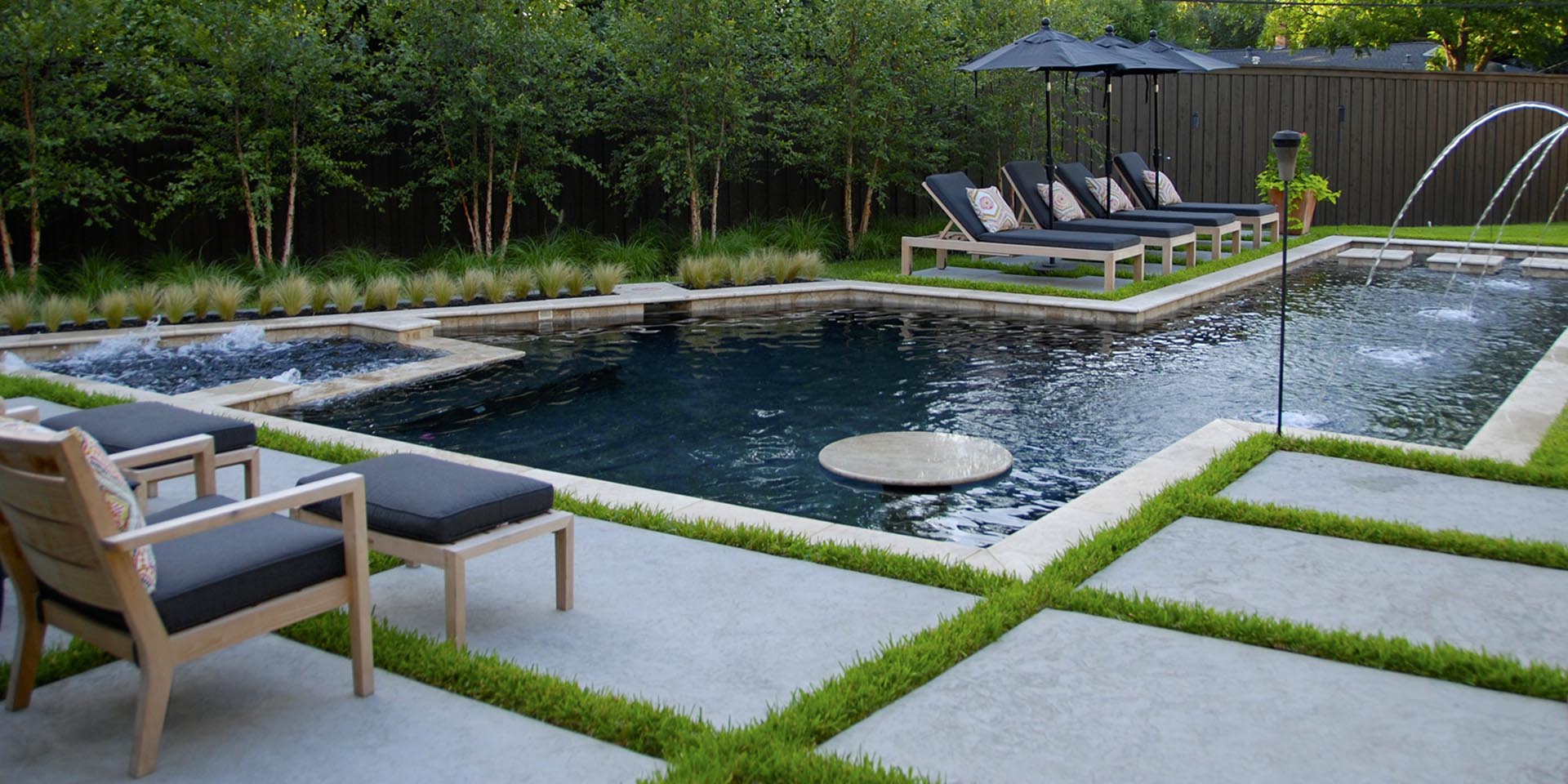 Organic Modern Pool natural landscape detail - organic modern landscape design by Original Landscape Concepts in Dallas