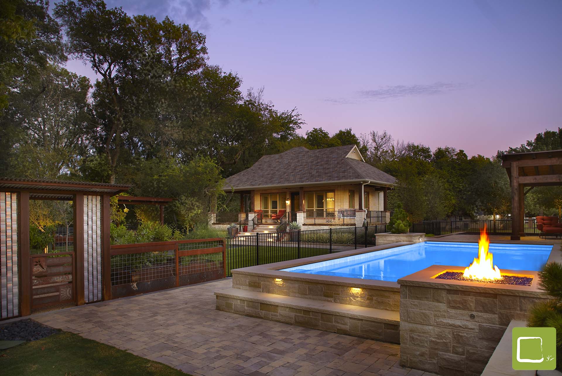 Modern ranch estate pool landscape design in Dallas by landscape design firm
