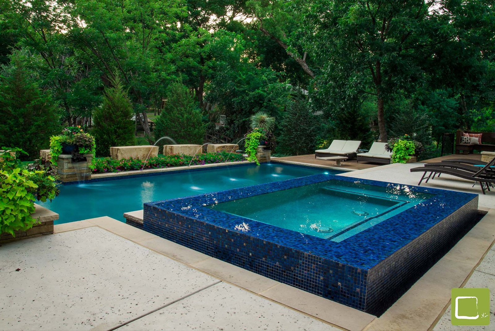 Natural Park Pool park-like setting detail - natural modern landscape design by Original Landscape Concepts in Dallas