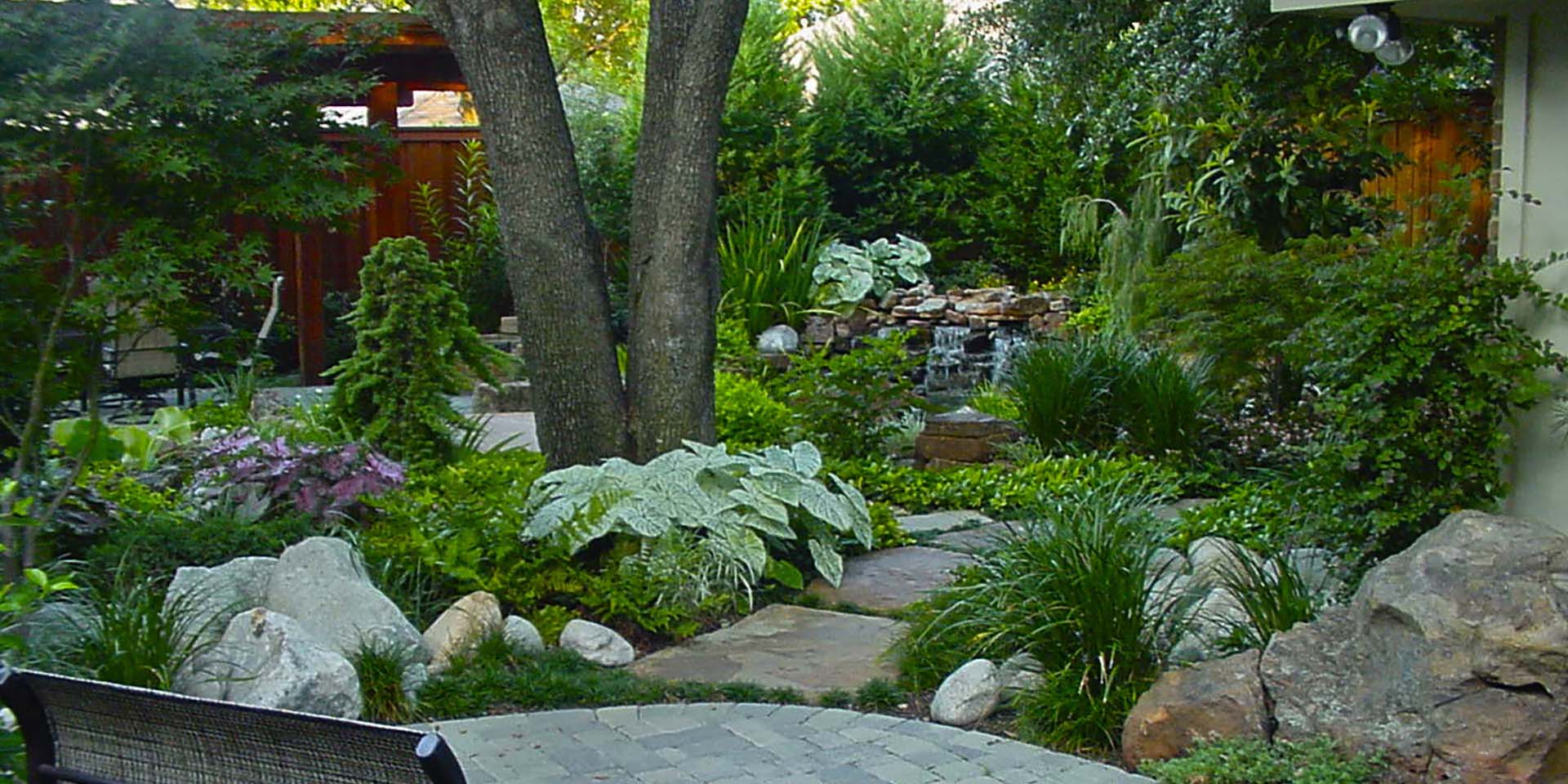 Tranquil Healing Gardens garden view 6 - residential landscape design in Dallas TX