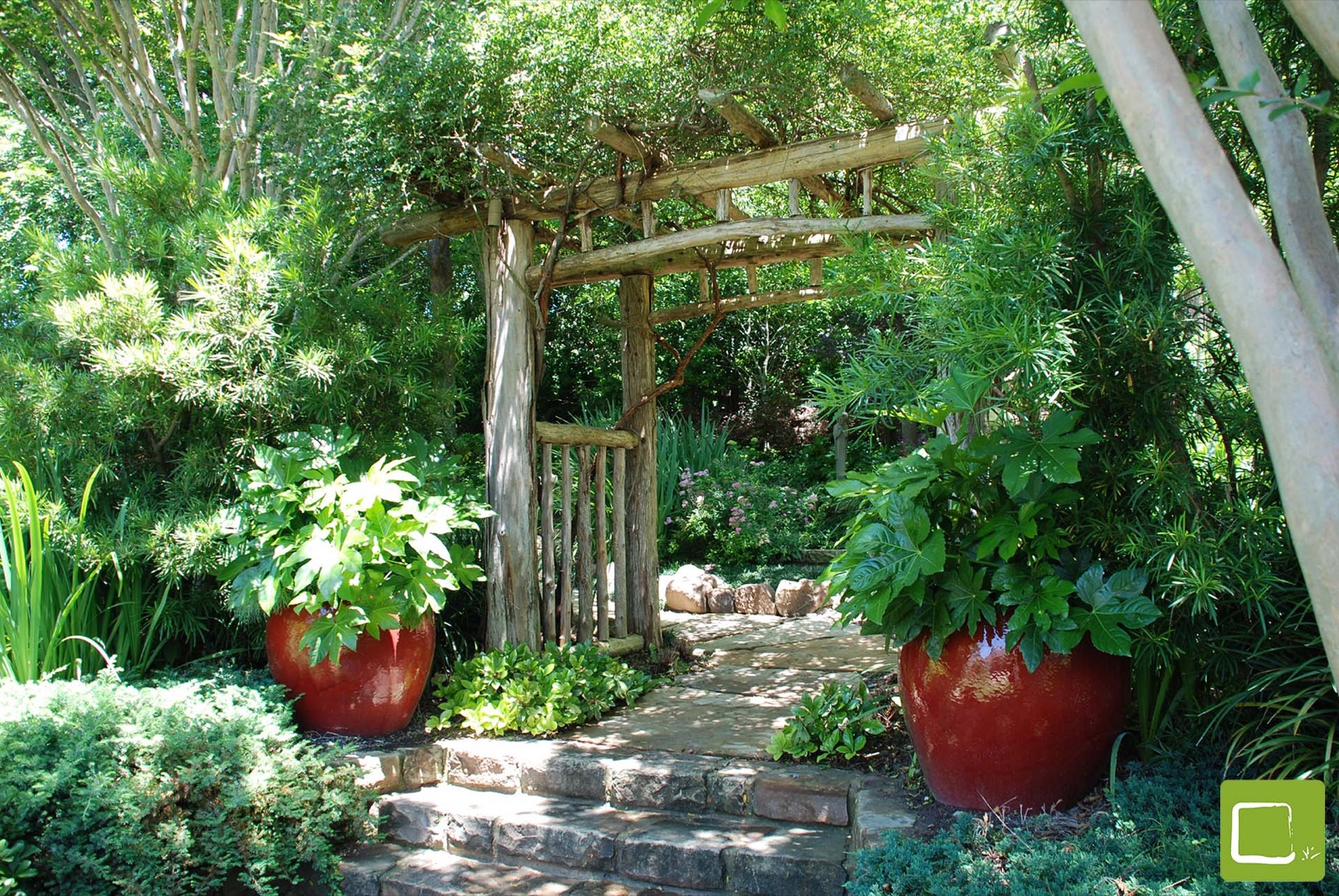 Tranquil Healing Gardens patio pavers detail - natural organic landscape design by Original Landscape Concepts in Dallas