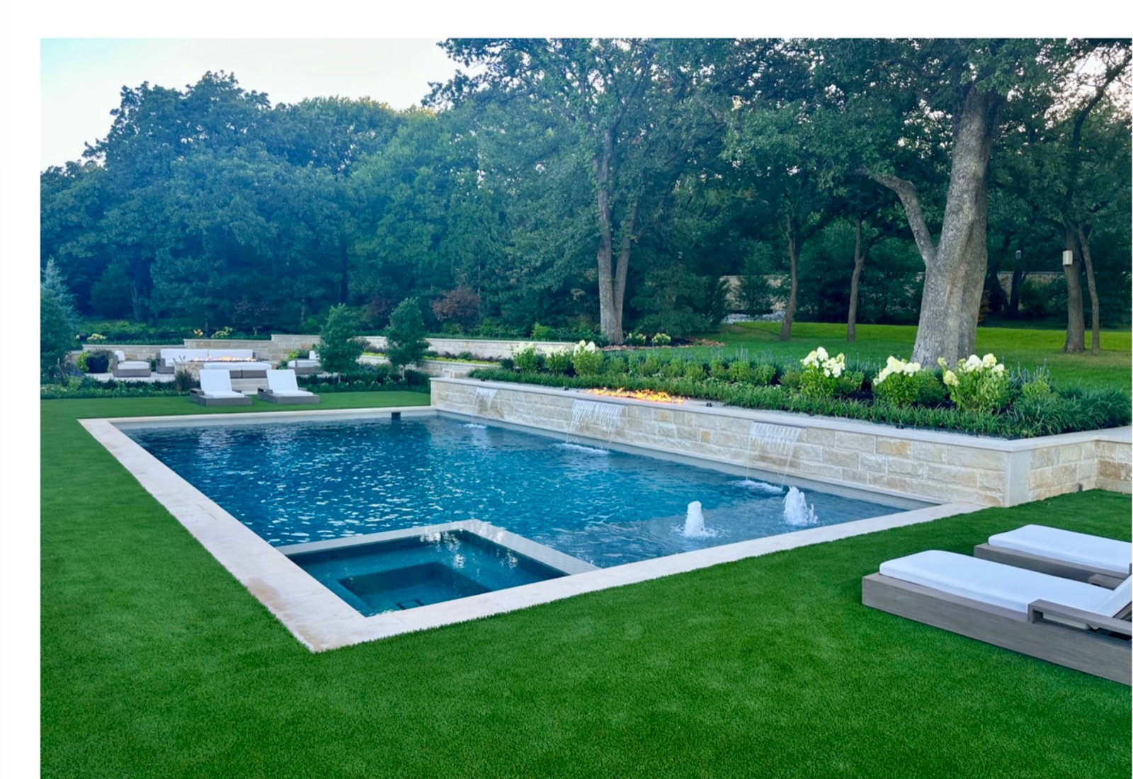 Modern Estate pool, spa, and planter beds - luxury landscape design by Original Landscape Concepts in Westlake, Texas