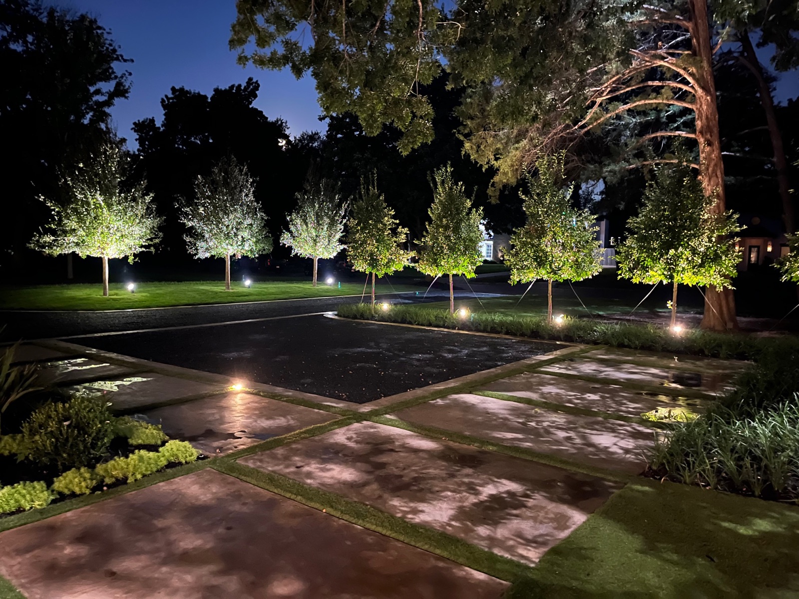 Transitional Modern Home interior courtyard detail - modern traditional landscape design by Original Landscape Concepts in Lakewood, Dallas
